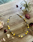3 mm Sterling silver pearls chokers with yellow amber