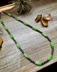 Jade Dye Green & Sterling Silver Pearl Necklace – 21 ¾” Plus Extender