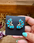 Kingman Turquoise Cluster Earrings – Sterling Silver