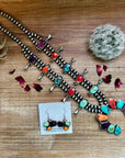 Multi Stone Squash blossom with matching earrings