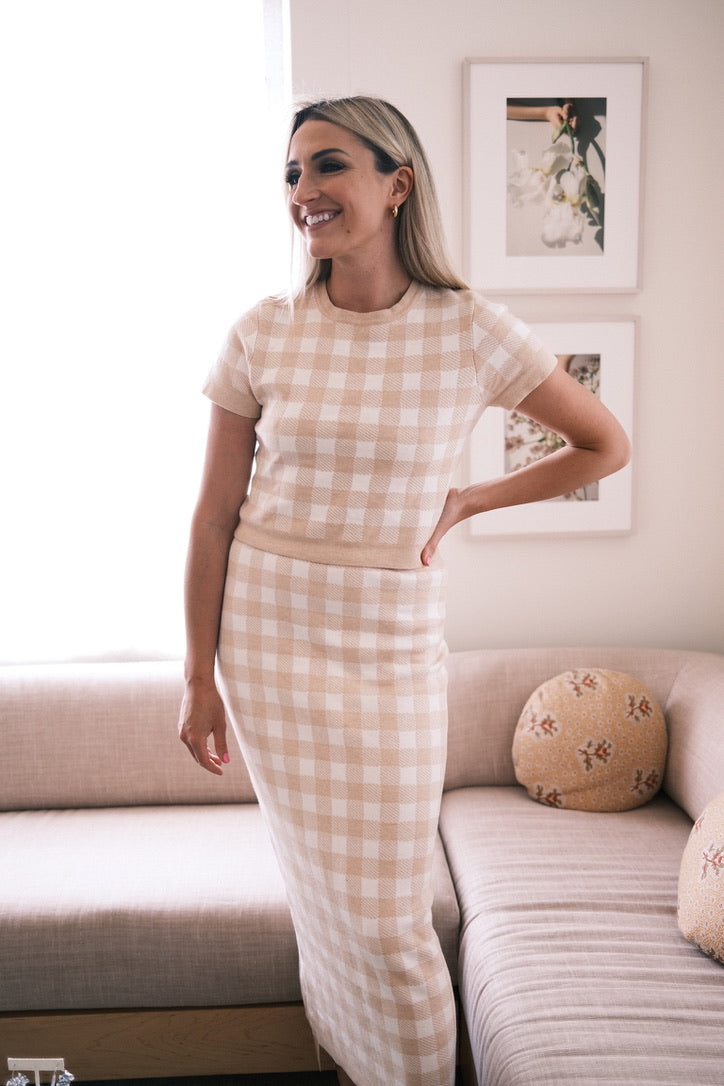 MASON'S DAUGHTER | Stella Knit Top, Blush Gingham