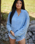 Naomi Crinkle Textured Loose Henley Top