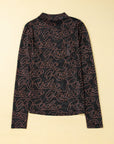 Western Rodeo Mesh Mock Neck Top