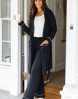 Contrast Trim Hooded Cardigan and Pants Set