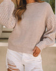 Cable Knit Drop Shoulder Sweater