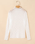 Ruth Sheer Mesh Patterned Lettuce Trim Top
