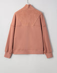 Solid Reverse Seam Half-Zip Side Pocket Sweatshirt