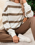 Black Striped Drop Shoulder Pullover and Joggers Set