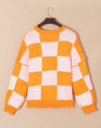 Checker Bishop Sleeve Sweater