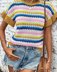 Emely Ruffle Sleeve Colorful Textured Sweater