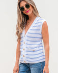 Veda V Neck Gold Buttons Elegant Sweater Vest