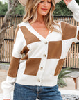 Julia Checkered Button Sweater Cardigan