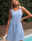 Ellie Stripe U Neck Sleeveless Loose Fit Mini Dress