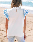 Vienna Embroidered Ruffled Sleeve Blouse