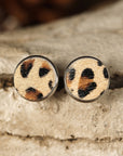 Brown Leopard Studded Earrings