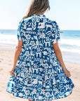 Halle Ricrac Trim Split Neck Floral Loose Dress