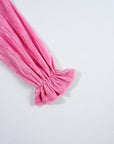 Strawberry Pink Flounce Sleeve Tiered Ruffled Velvet Mini Dress