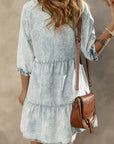 Zaylee Acid Wash Retro Half Sleeve Flared Denim Dress
