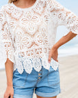 Emmie Bohemian Macrame Lace Crochet Half Sleeve Blouse