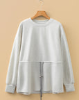 Solid Drawstring Waist Tunic Sweatshirt