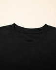 Solid Ruffle Sleeve Crewneck Top