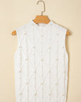 Pearl Cable Knit Sleeveless Sweater
