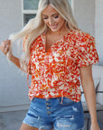 Margo Floral Split Neck Blouse