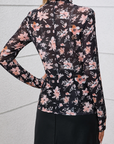 Floral Mesh Mock Neck Top