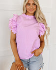 Kori Scalloped Ruffle Sleeve Top