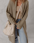 Solid Textured Knit Open-Front Sweater Cardigan