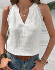 Gauze Lace Trim Sleeveless Top
