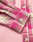 Plus Size Plaid Patchwork Waffle Patch Pocket Shirt