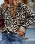Leopard Drop Shoulder Chunky Cardigan Sweater