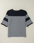Aliyah Striped Patchwork 3/4 Sleeve Casual Top