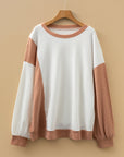Plus Size Colorblock Cable Textured Top