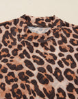 Leopard Mesh Mock Neck Long Sleeve Top