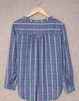 Stripe V-Neck Long Sleeve Blouse