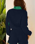 Colorblock Patchwork Pullover and Shorts Set