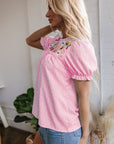 Hadlee Floral Embroidered V Neck Blouse