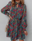 Maria Floral V Neck Puff Sleeve Dress