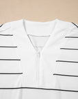 Stripe Zip-Up Drop Shoulder Pullover and Short Set