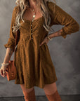 Elle Lace Crochet Buttoned Mini Dress
