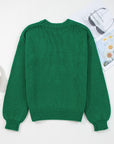 Plaid Bow Drop Shoulder Christmas Sweater