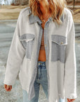 Textured Contrast Flap Pocket Shacket