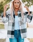 Plaid Button-Up Long Sleeve Pocketed Shacket