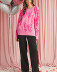 Bow Pattern Drop Sleeve Loose Sweater