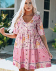 Paislee Hibiscus Floral Print Ruffle Mini Dress