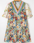 Livia Boho Floral Crochet V Neck Dress