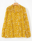 Plus Size Floral Ruched V-Neck Blouse