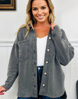 Mineral Wash Chest Pocket Drop Shoulder Shacket
